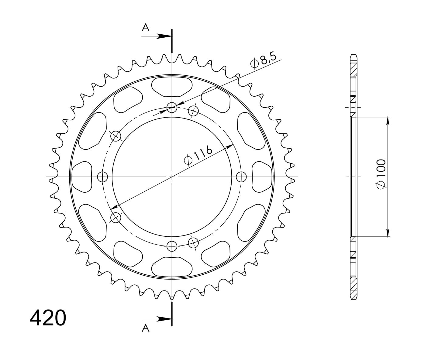 Foaie spate SUPERSPROX Negru 49T, 420 [1]
