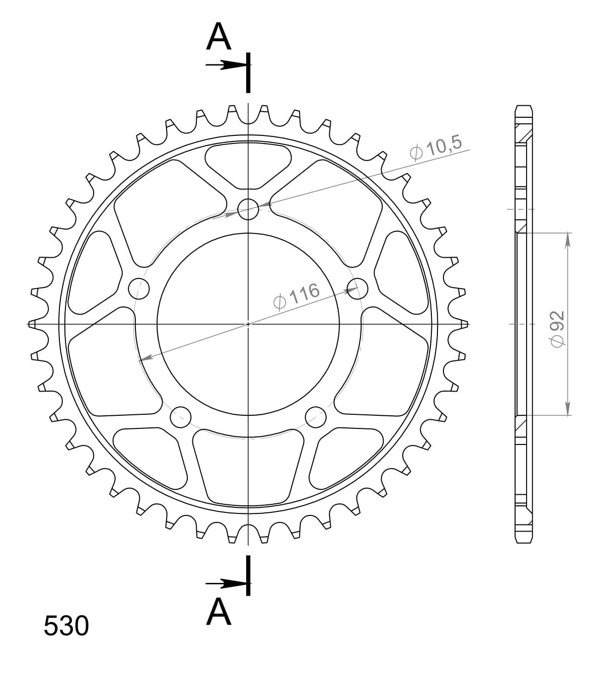 Foaie spate SUPERSPROX Negru 42T, 530 [1]