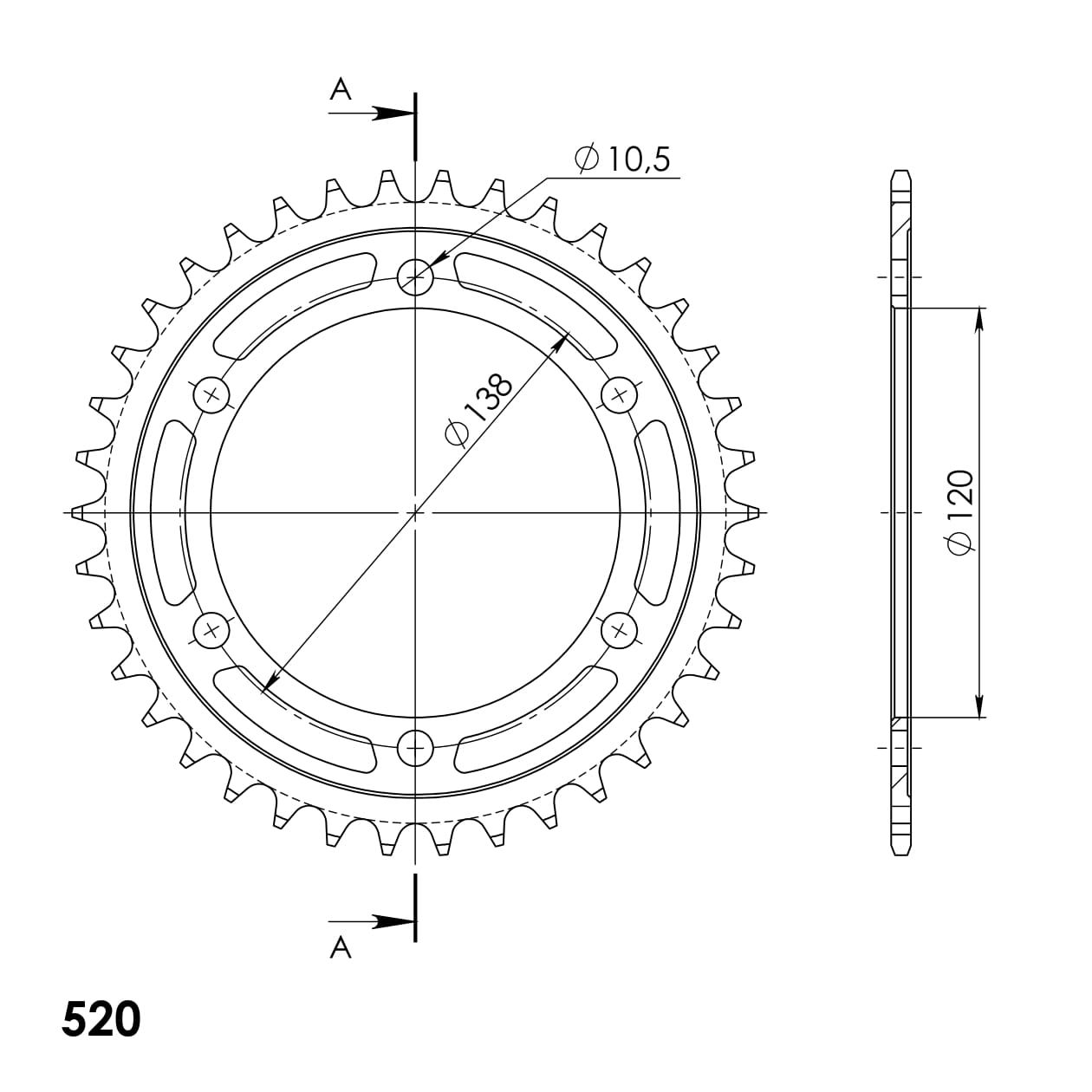 Foaie spate SUPERSPROX Negru 38T, 520 [1]
