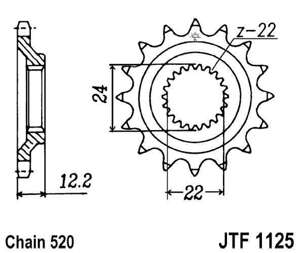 Pinion fata JT 15T, 520 [1]