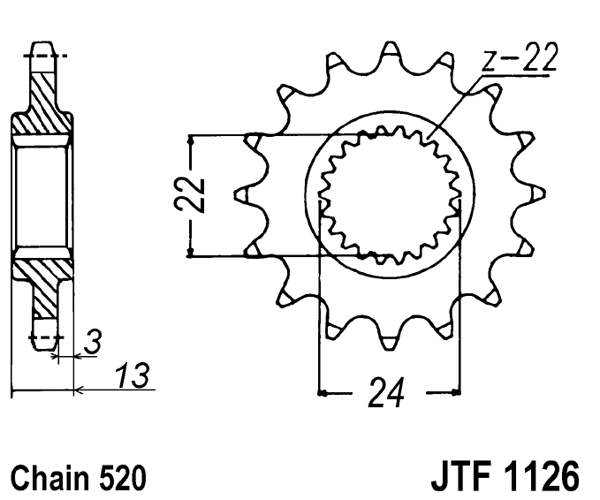 Pinion fata JT 16T, 520 [1]