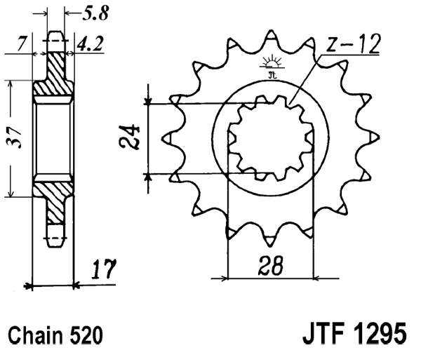 Pinion fata JT 14T, 520 [1]