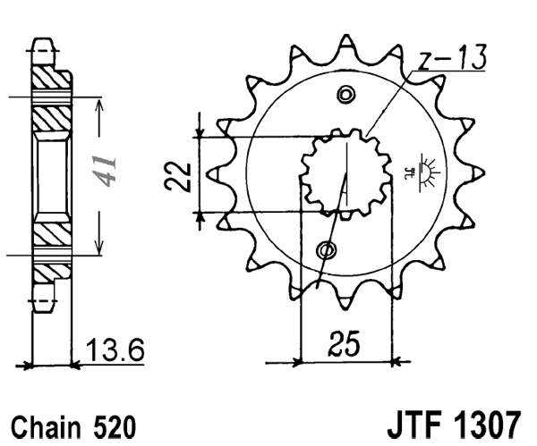 Pinion fata JT 14T, 520 [1]