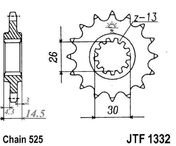 Pinion fata JT 15T, 525 [1]