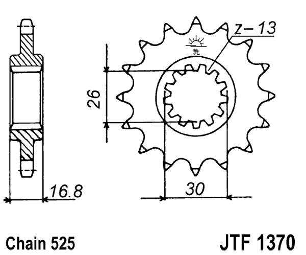 Pinion fata JT 16T, 525 [1]