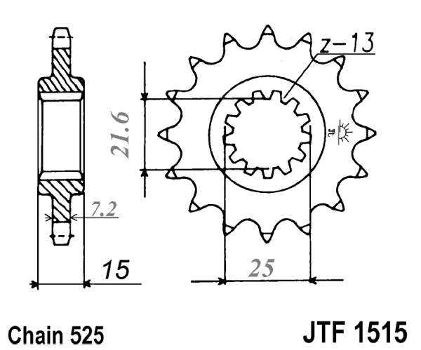 Pinion fata JT 14T, 525 [1]