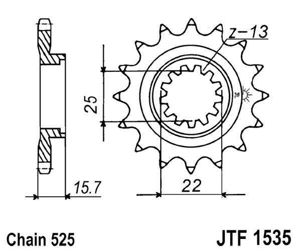 Pinion fata JT 15T, 525 rubber cushioned [1]