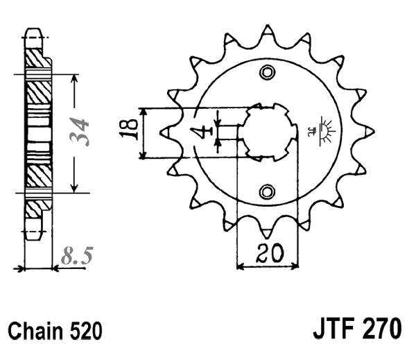 Pinion fata JT 14T, 520 [1]