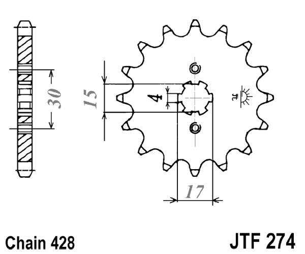 Pinion fata JT 15T, 428 [1]