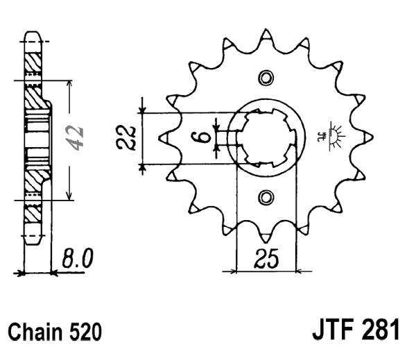 Pinion fata JT 14T, 520 [1]