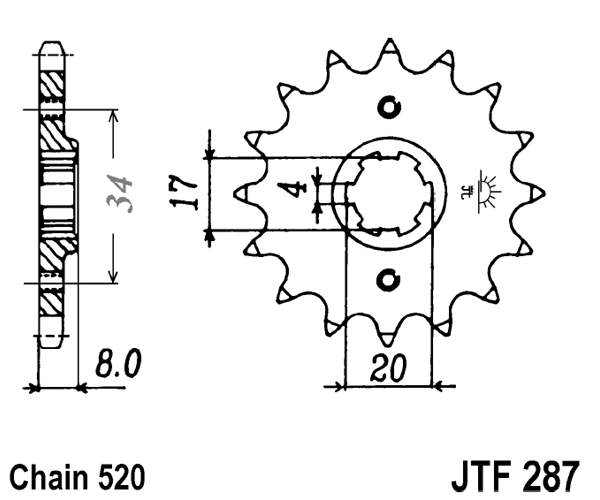 Pinion fata JT 14T, 520 [1]
