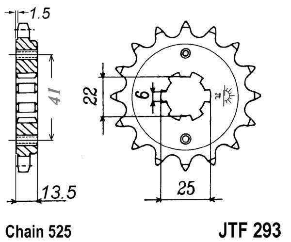 Pinion fata JT 15T, 525 [1]