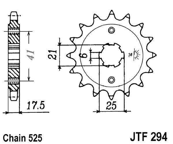 Pinion fata JT 15T, 525 [1]
