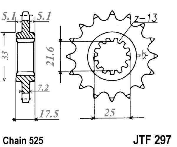 Pinion fata JT 15T, 525 rubber cushioned [1]