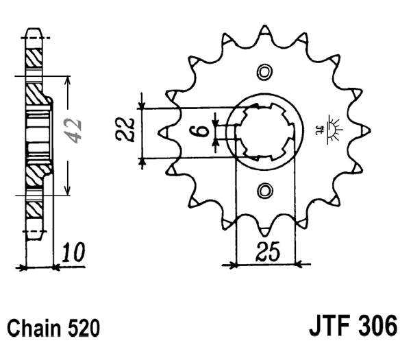 Pinion fata JT 15T, 520 [1]