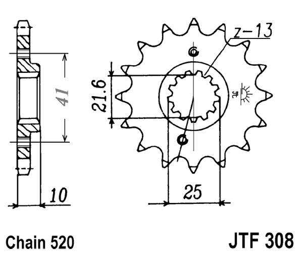 Pinion fata JT 14T, 520 rubber cushioned [1]