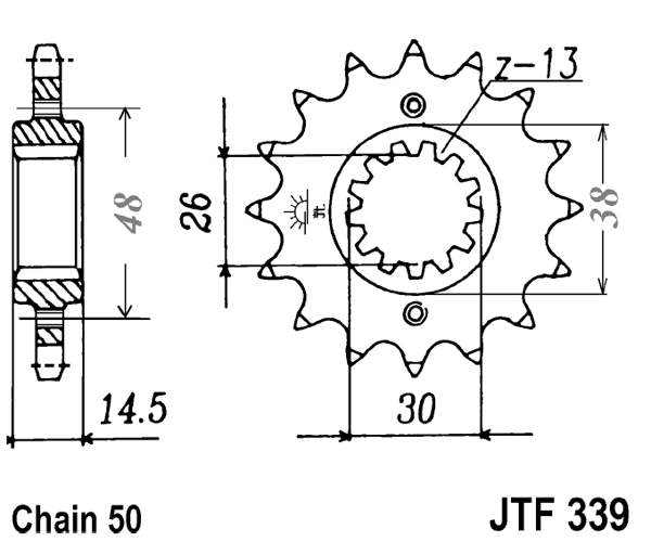 Pinion fata JT 16T, 530 rubber cushioned [1]