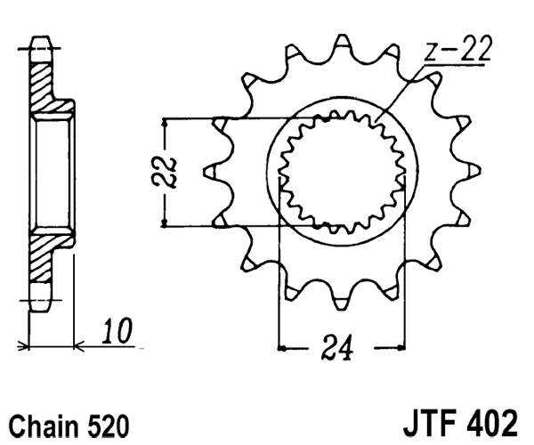 Pinion fata JT 15T, 520 [1]