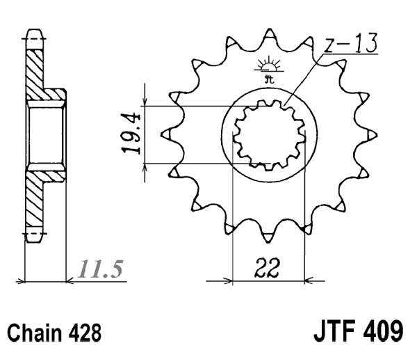 Pinion fata JT 16T, 428 [1]