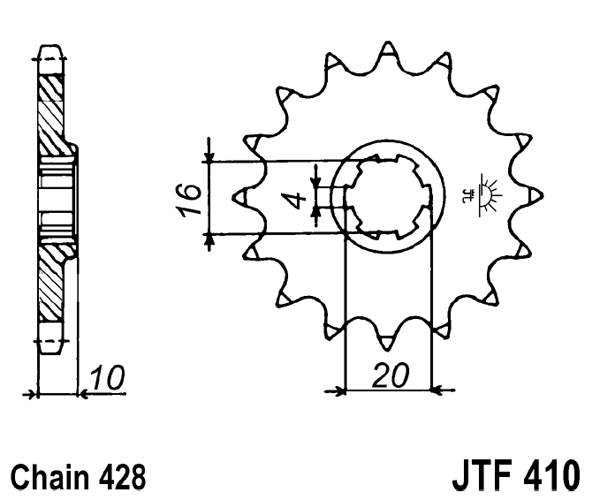 Pinion fata JT 14T, 428 [1]