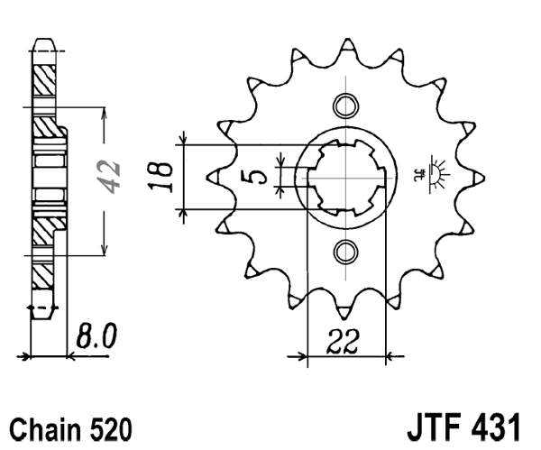 Pinion fata JT 15T, 530 [1]