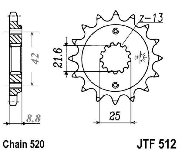 Pinion fata JT 15T, 520 rubber cushioned [1]
