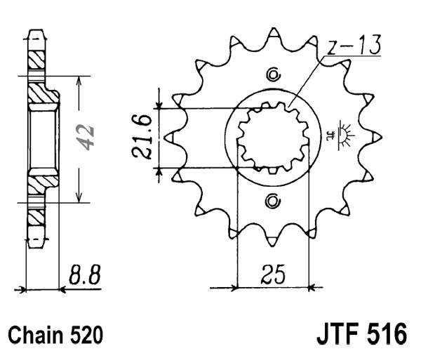 Pinion fata JT 14T, 520 [1]