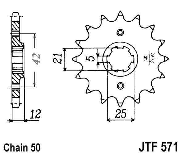 Pinion fata JT 16T, 530 [1]
