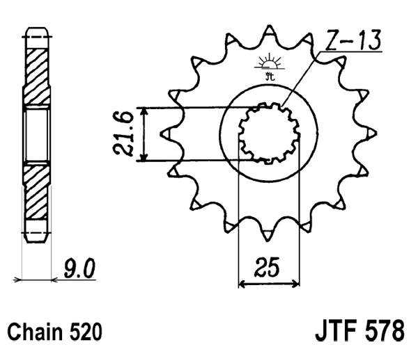 Pinion fata JT 16T, 520 [1]