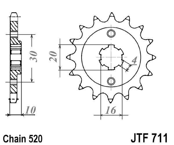 Pinion fata JT 13T, 520 [1]