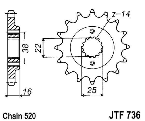 Pinion fata JT 15T, 520 [1]