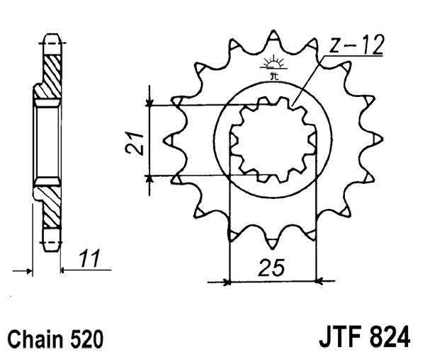Pinion fata JT 12T, 520 [1]