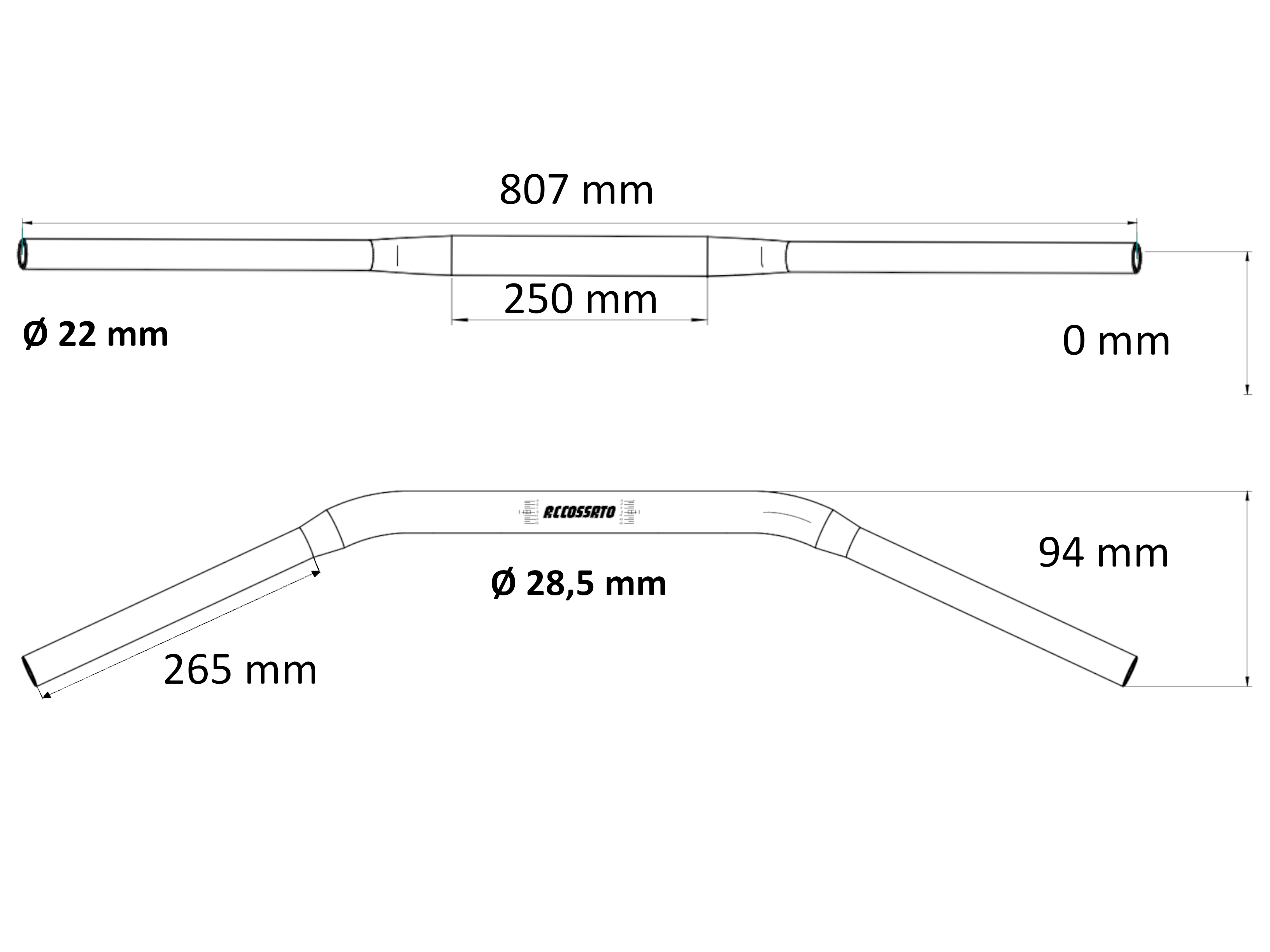 Homologated handlebars ACCOSSATO argintiu (diameter 28,5mm, length 807mm) [1]