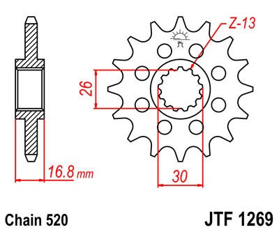 Pinion fata JT 14T, 520 [1]