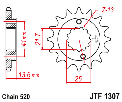 Pinion fata JT 15T, 520 [1]