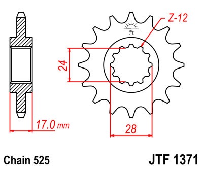 Pinion fata JT 14T, 525 [1]
