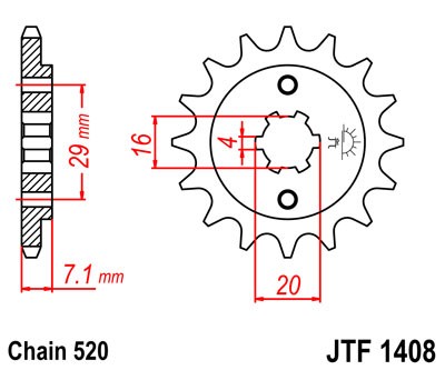 Pinion fata JT 15T, 520 [1]