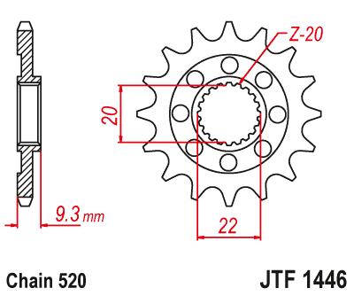 Pinion fata JT 13T, 520 [1]
