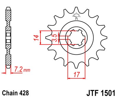 Pinion fata JT 14T, 428 [1]