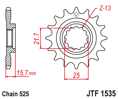 Pinion fata JT 15T, 525 [1]