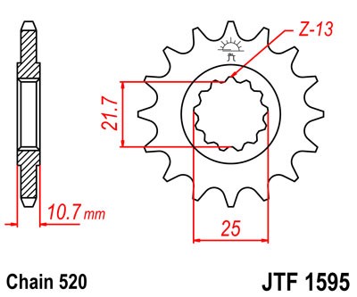 Pinion fata JT 15T, 520 [1]