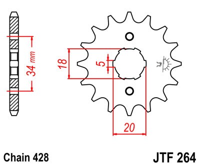 Pinion fata JT 15T, 428 [1]