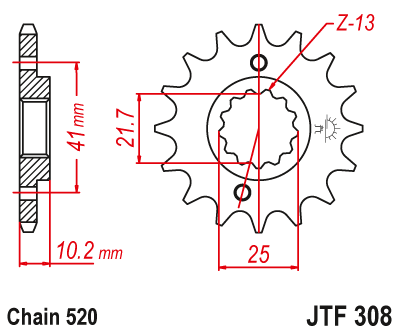 Pinion fata JT 14T, 520 [1]