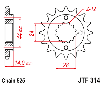 Pinion fata JT 16T, 525 rubber cushioned [1]
