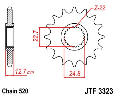 Pinion fata JT 22T, 520 [1]