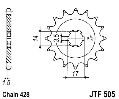 Pinion fata JT 15T, 428 [1]