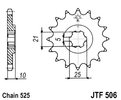 Pinion fata JT 14T, 525 [1]