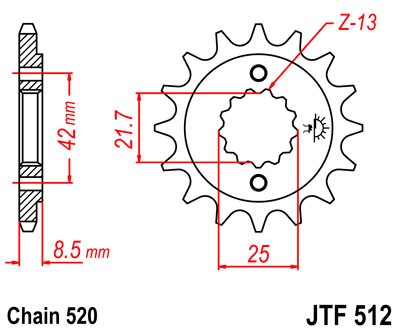 Pinion fata JT 13T, 520 [1]