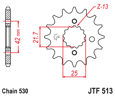 Pinion fata JT 15T, 530 [1]