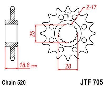 Pinion fata JT 16T, 520 [1]